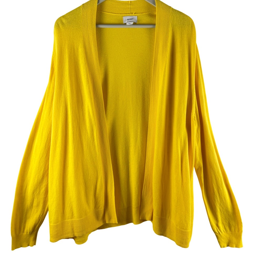Old Navy Womens XXL Yellow Open Front Long Sleeve Knit Cardigan Dopamine Light